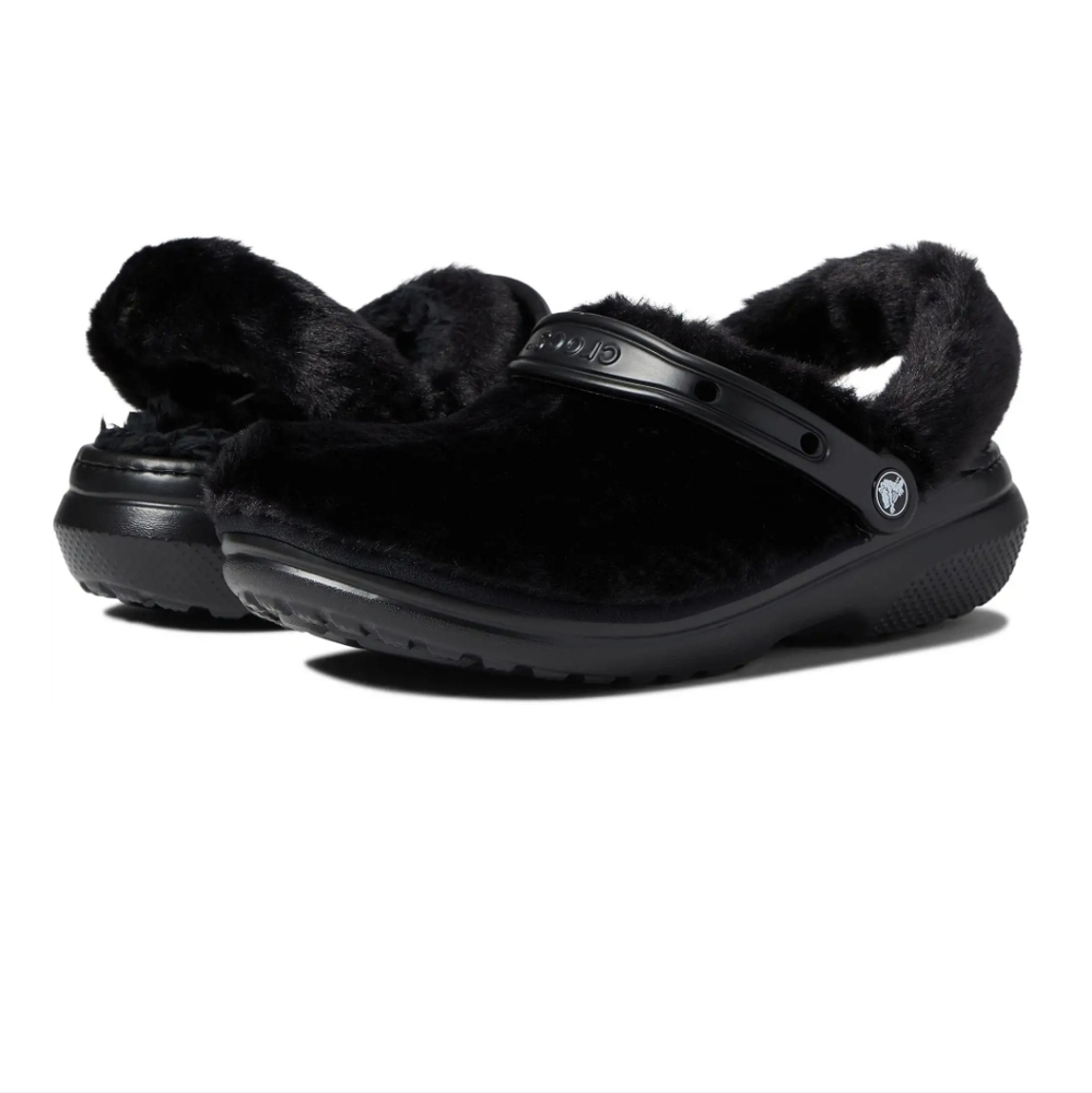 Crocs black fur